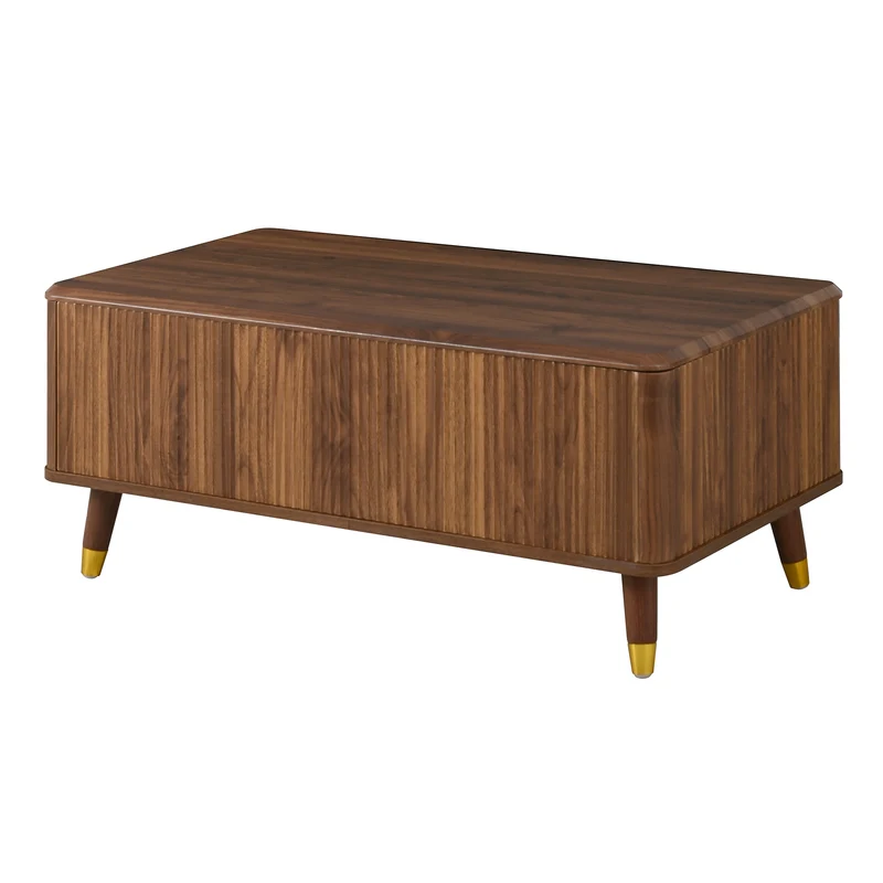 Table basse relevable effet noyer 97x52cm ADJUSTBAMBOOPLUS
