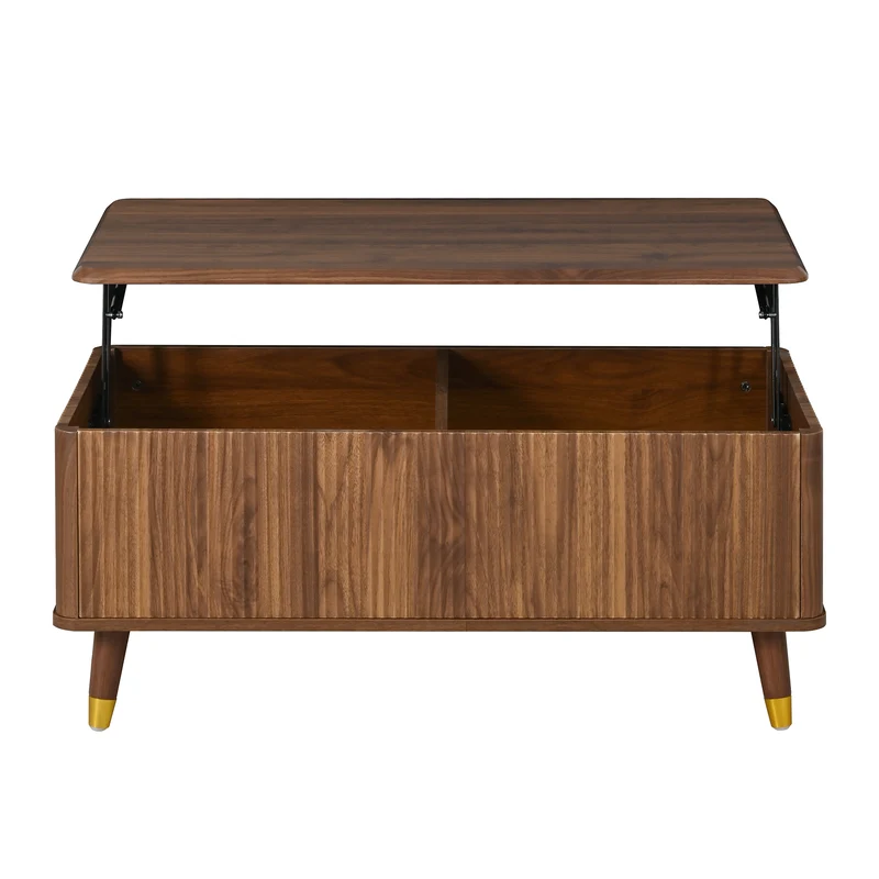 Table basse relevable effet noyer 97x52cm ADJUSTBAMBOOPLUS
