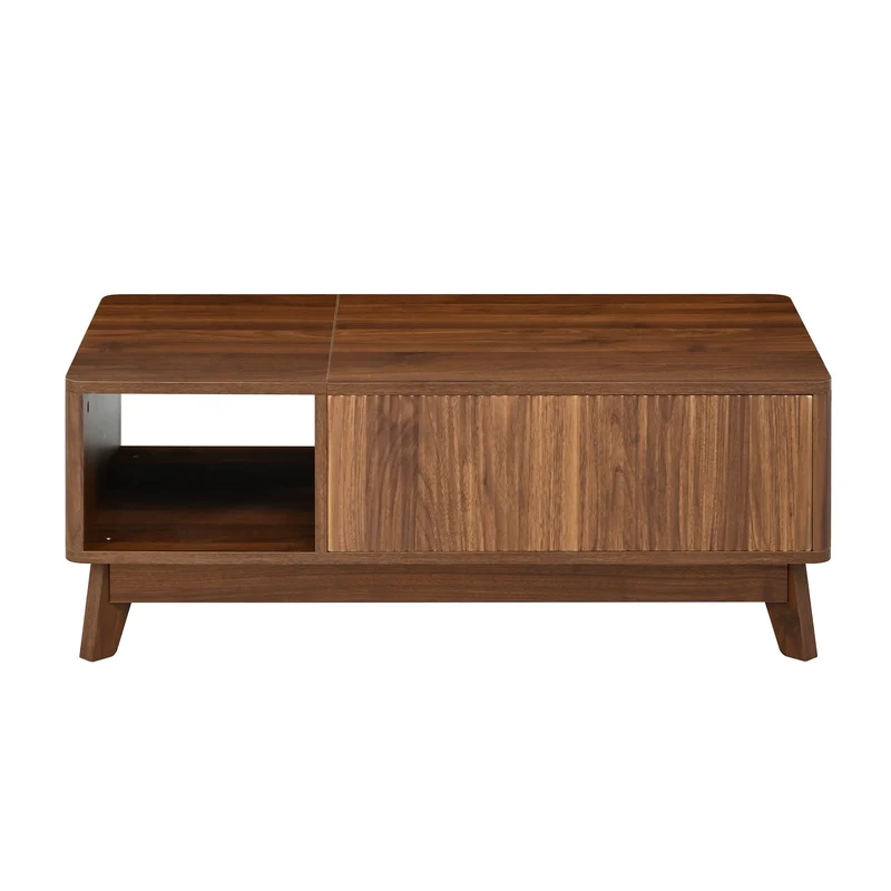Table basse relevable effet noyer 1 niche 95x48cm ADJUSTCONCRETEELITE