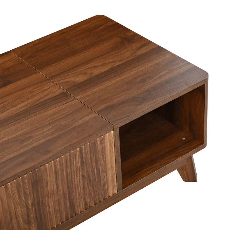 Table basse relevable effet noyer 1 niche 95x48cm ADJUSTCONCRETEELITE