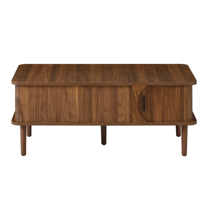 Table basse relevable effet bois noyer style rétro 100x48x55,5cm ADJUSTBOX
