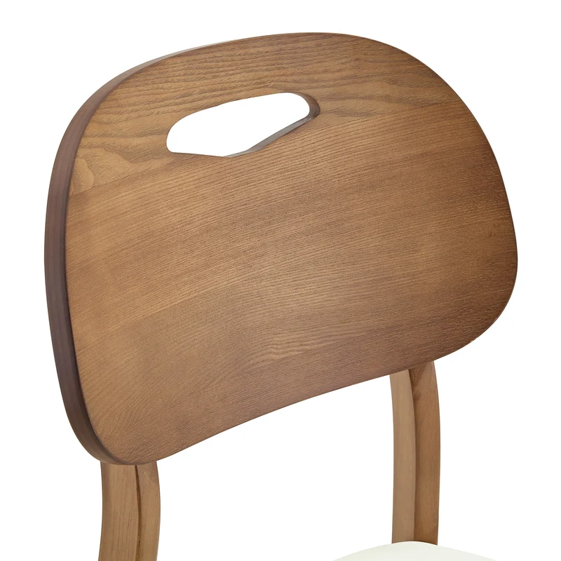 Lot de 2 chaises de salle à manger similicuir blanc et en bois, dossier ovale, style vintage PLANTAIR