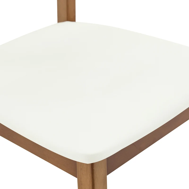 Lot de 2 chaises de salle à manger similicuir blanc et en bois, dossier ovale, style vintage PLANTAIR