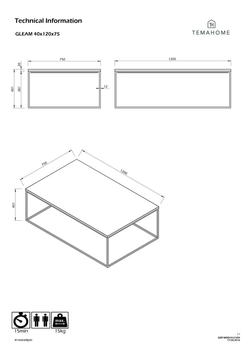 Temahome Table Basse/Table d'appoint - Gleam