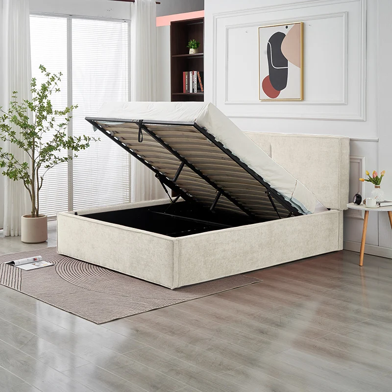 Lit coffre OLIVIA chenille beige