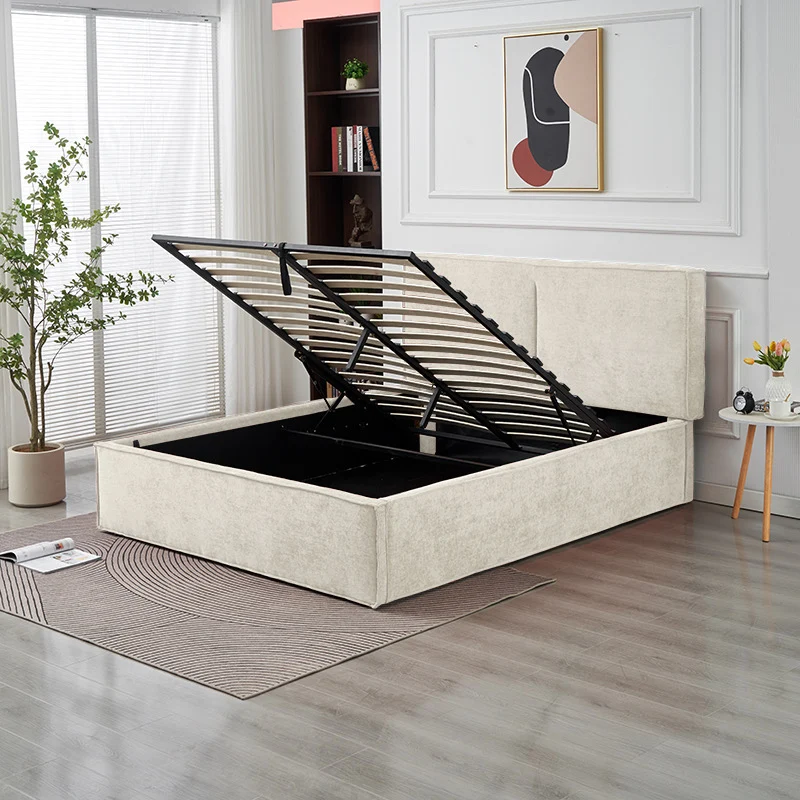 Lit coffre OLIVIA chenille beige