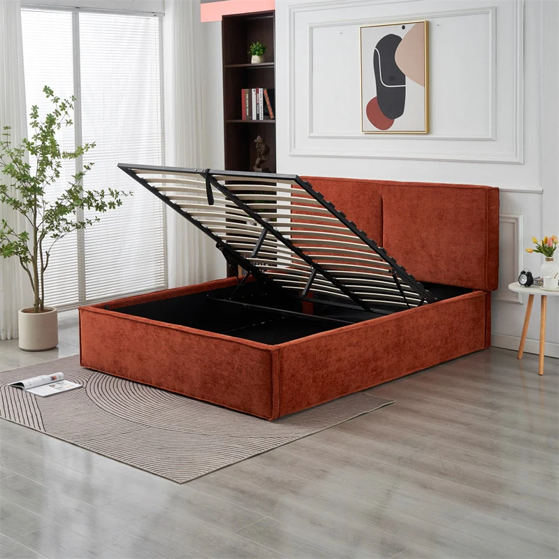 Lit coffre OLIVIA chenille beige