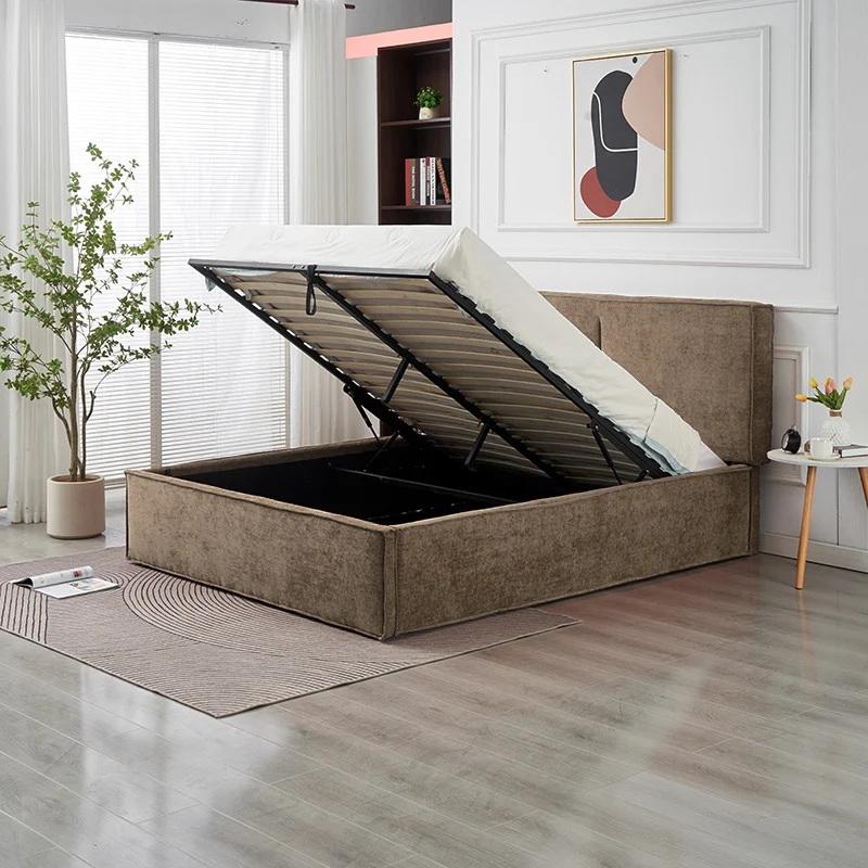 Lit coffre OLIVIA chenille beige