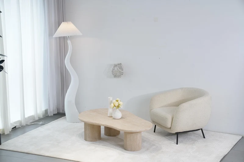 Table basse en travertin, 130x80xH35CM - KAIA