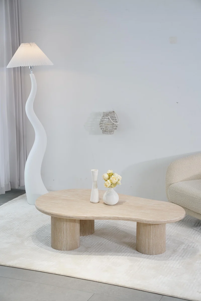 Table basse en travertin, 130x80xH35CM - KAIA