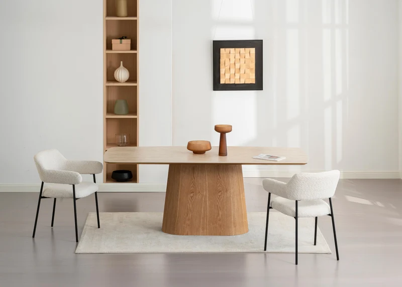 Table à manger en bois avec plateau céramique, H76CM - EDDA