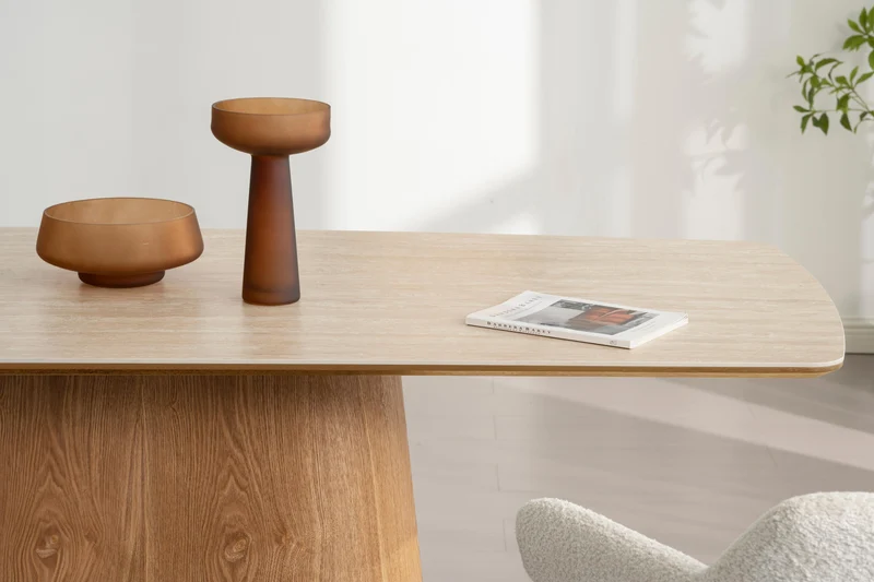 Table à manger en bois avec plateau céramique, H76CM - EDDA