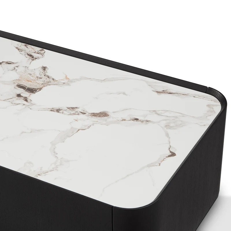 Table basse en particules de bois plateau céramique, 110x60xH38,7CM - NERO