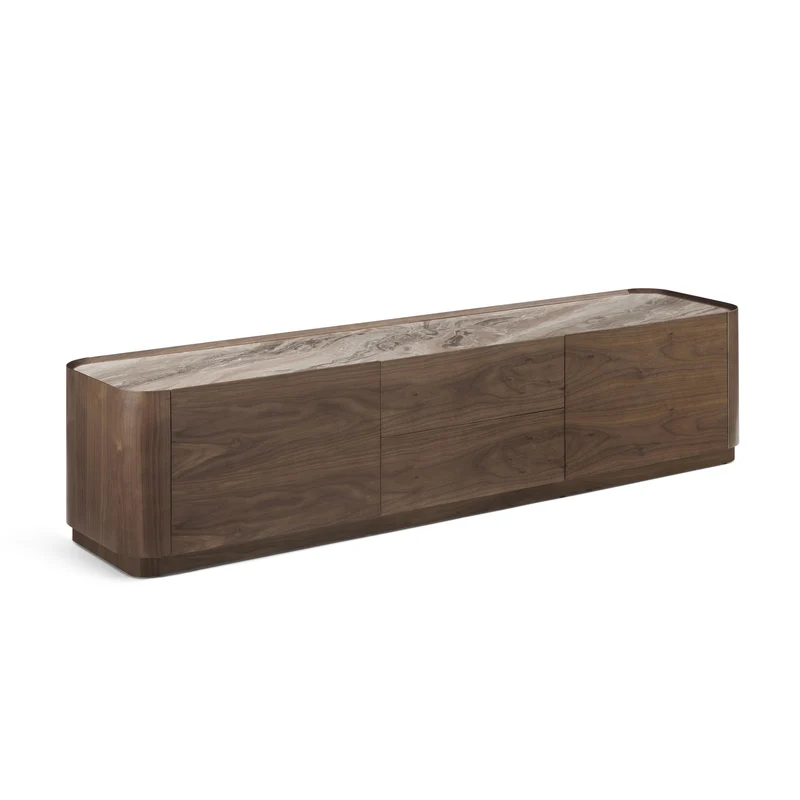 Meuble TV en particules de bois plateau céramique, H45,7CM - NERO