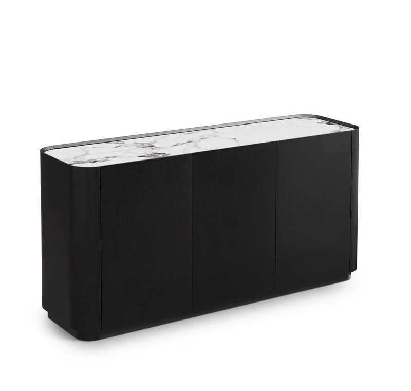 Buffet en particules de bois plateau céramique, H80,7CM - NERO