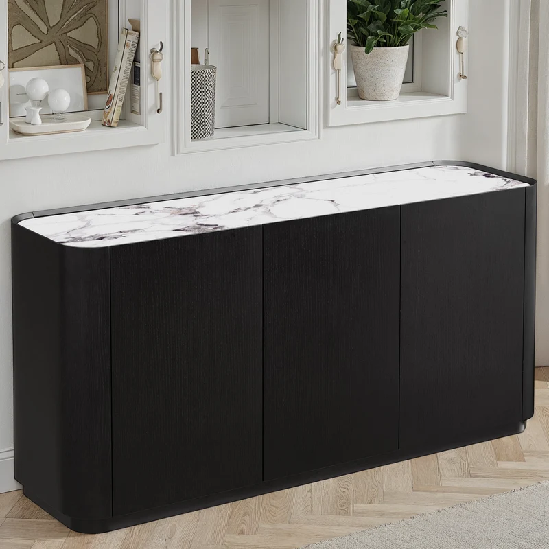 Buffet en particules de bois plateau céramique, H80,7CM - NERO