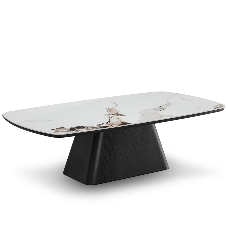 Table basse en particules de bois plateau céramique, 130x70xH38CM - NERO