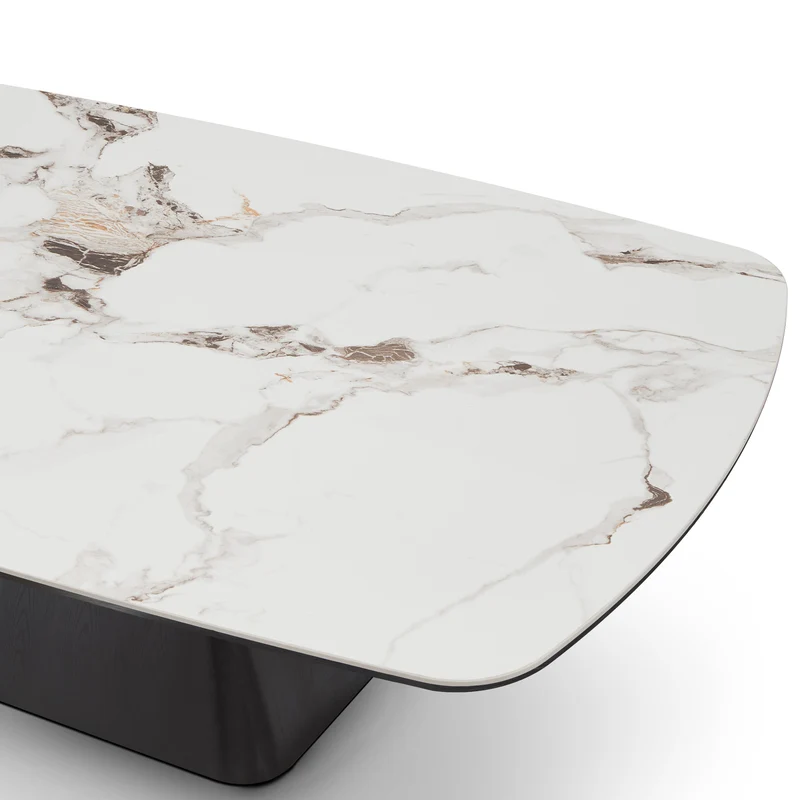 Table basse en particules de bois plateau céramique, 130x70xH38CM - NERO