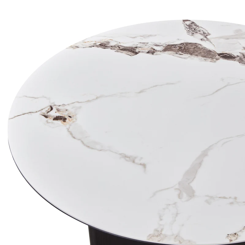 Table à manger en particules de bois plateau céramique rond, H76CM - NERO