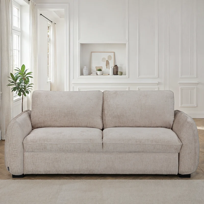 Canapé lit clic-clac convertible en tissu anti tache, 215x96xH90CM - LEON