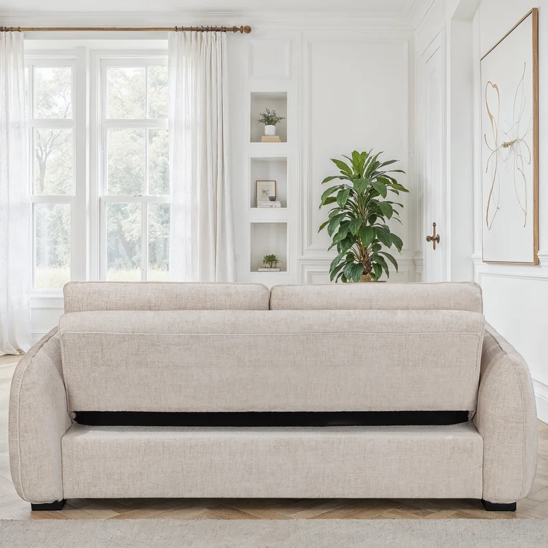 Canapé lit clic-clac convertible en tissu anti tache, 215x96xH90CM - LEON