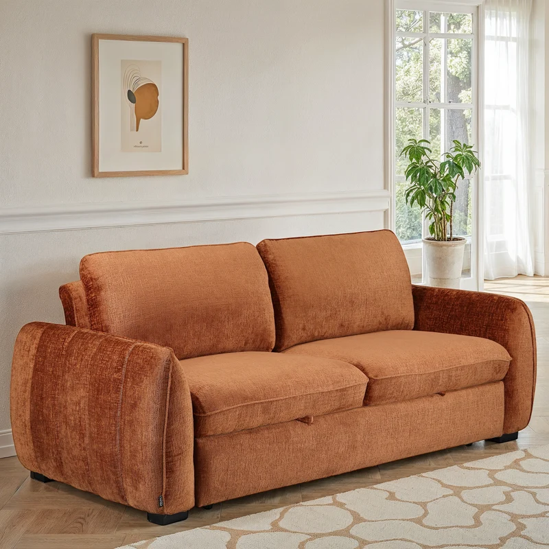 Canapé lit clic-clac convertible en tissu anti tache, 215x96xH90CM - LEON
