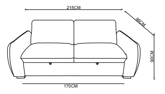 Canapé lit clic-clac convertible en tissu anti tache, 215x96xH90CM - LEON