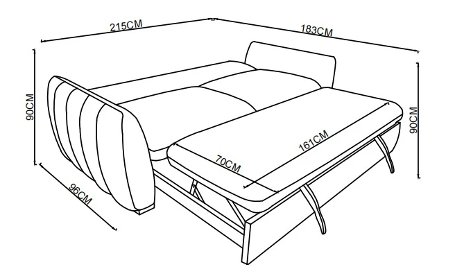 Canapé lit clic-clac convertible en tissu anti tache, 215x96xH90CM - LEON
