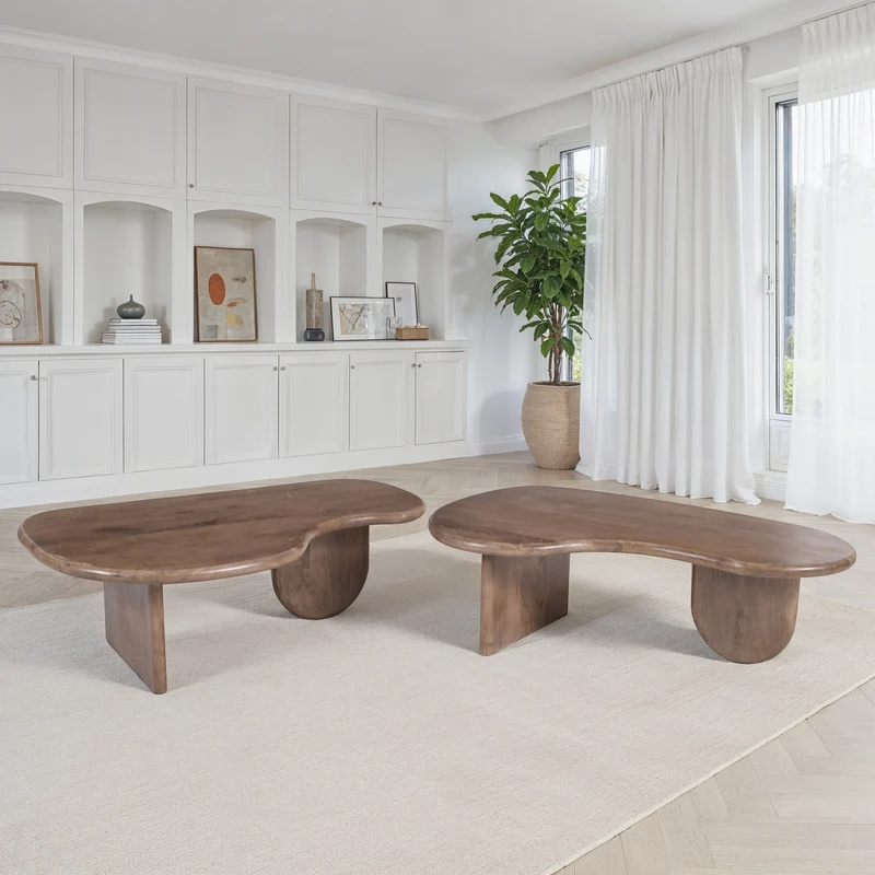 Set de 2 tables basses en bois, 112x70xH35CM et 112x70xH35CM - SOREN