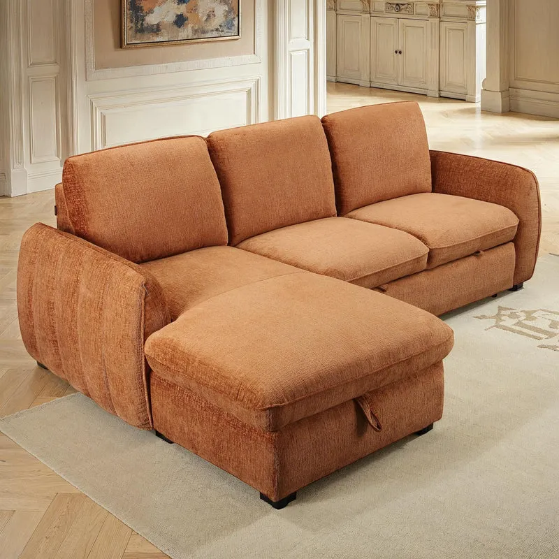 Canapé d'angle convertible en tissu, 250x162xH93CM - LEON