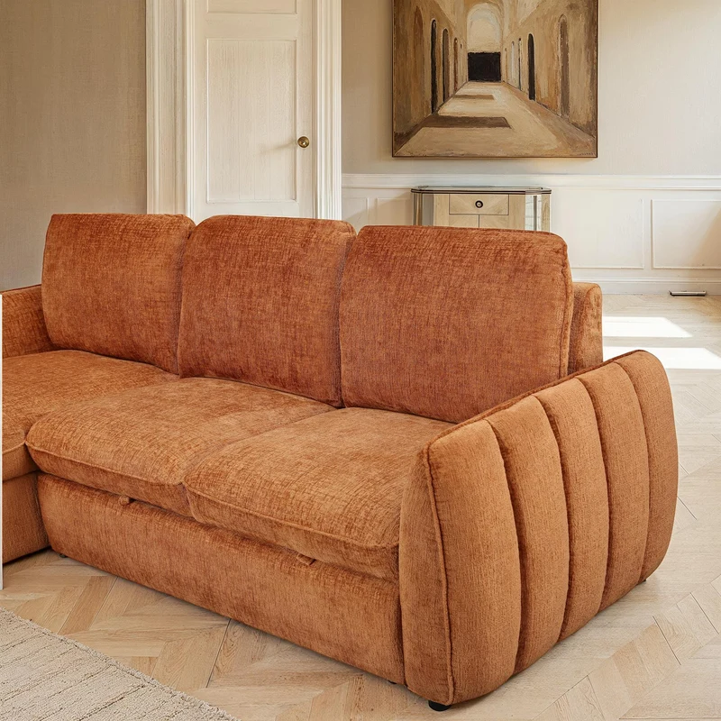 Canapé d'angle convertible en tissu, 250x162xH93CM - LEON