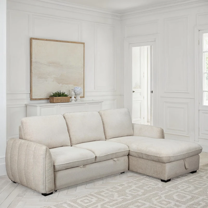 Canapé d'angle convertible en tissu, 250x162xH93CM - LEON