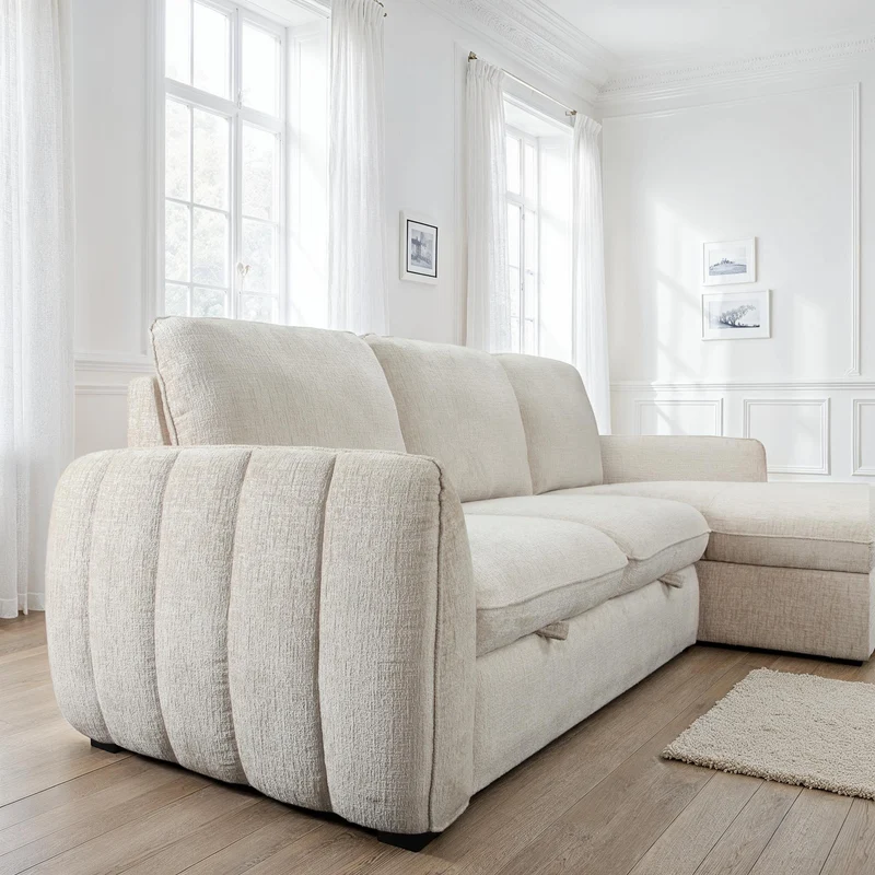 Canapé d'angle convertible en tissu, 250x162xH93CM - LEON