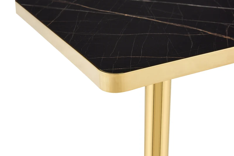 Table de salle à manger carrée effet marbre noir pieds dorés style chic PINEBOOKCASE