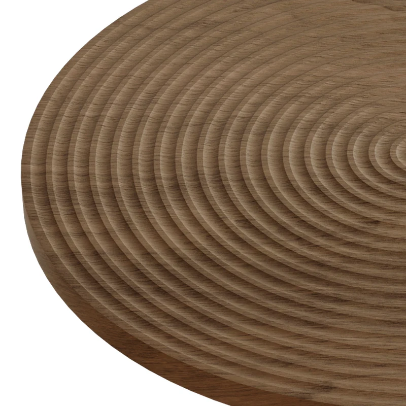 Table de salle à manger ronde avec finition en placage bois effet noyer et pied central noir de style tulipe ; diamètre de 80 cm PINETRAY
