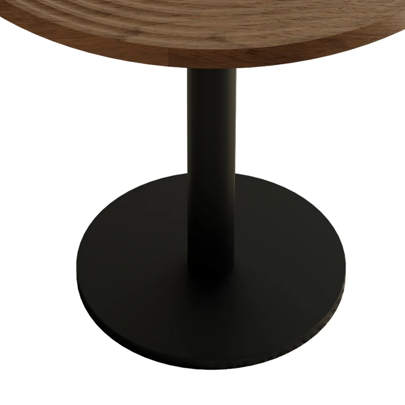 Table de salle à manger ronde avec finition en placage bois effet noyer et pied central noir de style tulipe ; diamètre de 80 cm PINETRAY