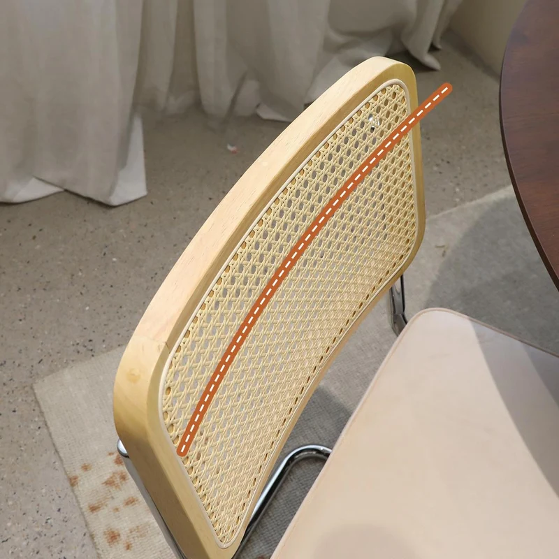 Lot de 2 chaises de salle à manger Breuer en velours beige et dossier en rotin, pieds chromés PLANTCRAFT