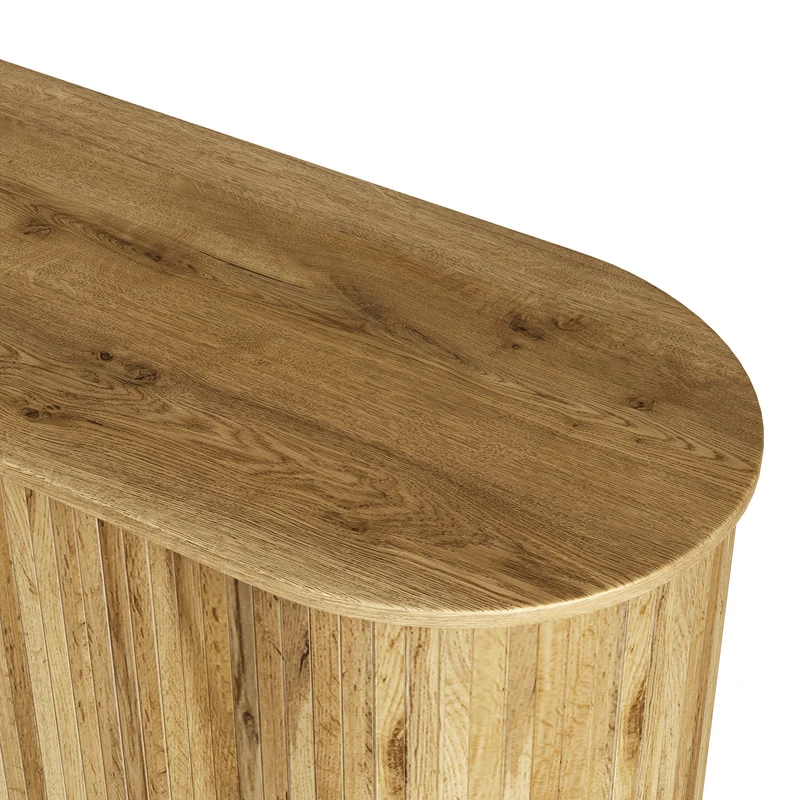 Buffet effet bois, rangement moderne à portes texturées 140x40x79.5cm PILLOWGLASS