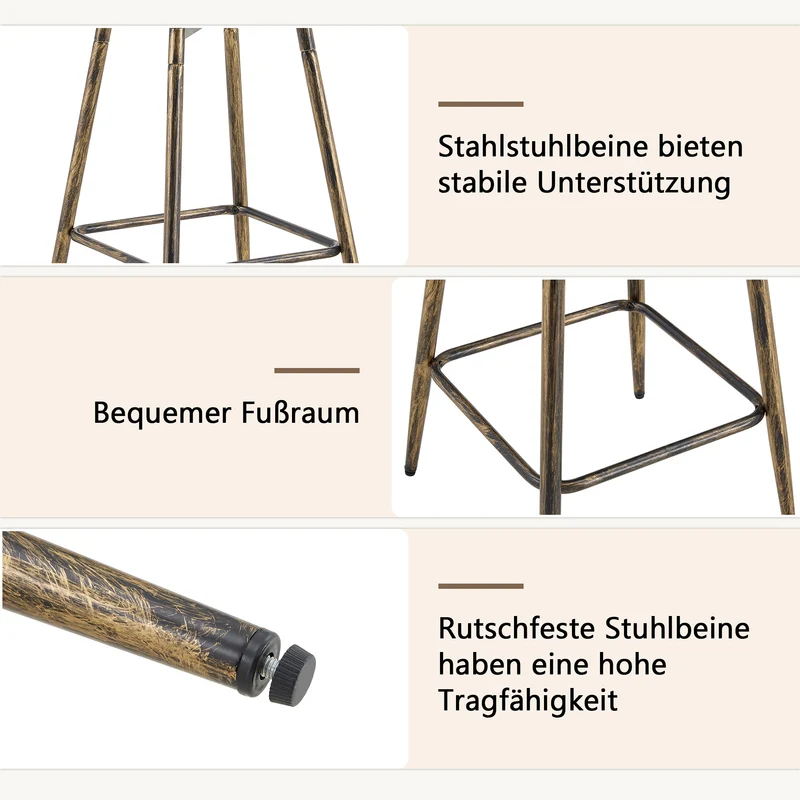 Lot de 2 tabourets de bar pivotants tissu marron effet bronze vieilli, style Windsor industriel PINEBASKET