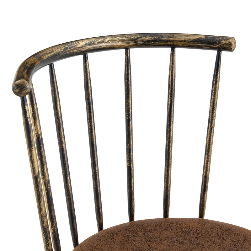 Lot de 2 tabourets de bar pivotants tissu marron effet bronze vieilli, style Windsor industriel PINEBASKET