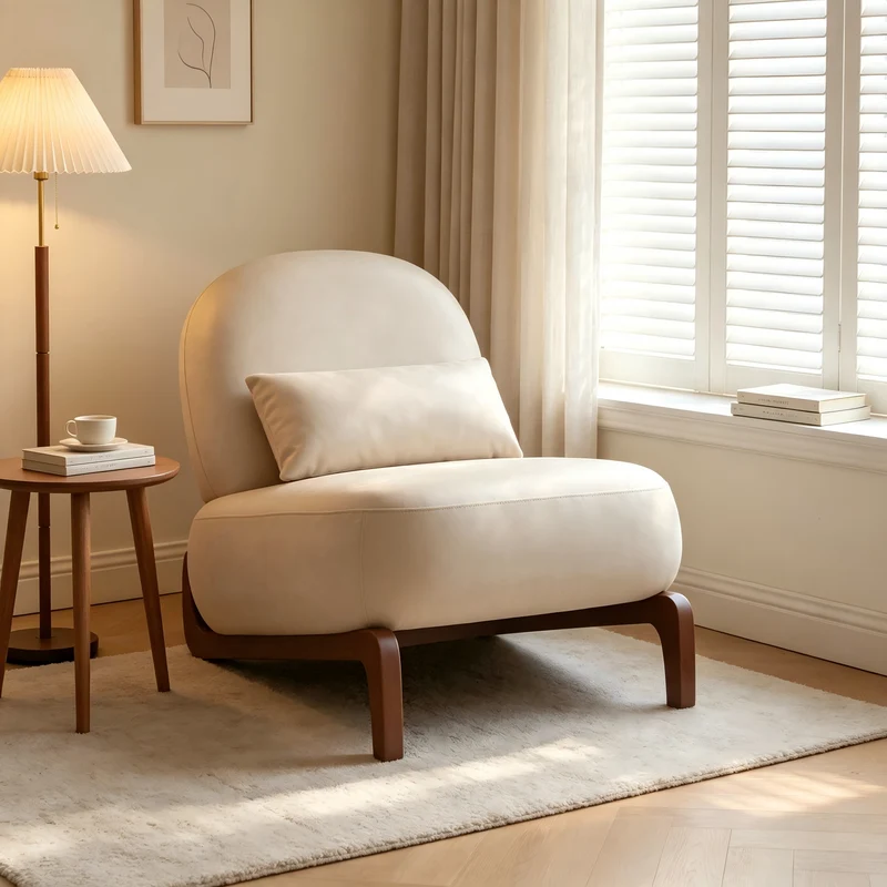 Fauteuil style rétro en velours, pieds en bois PANELRATTAN