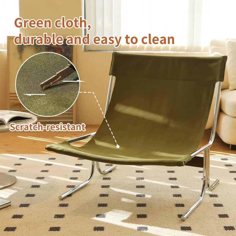Fauteuil accent capitonné vert en velours côtelé, pieds métal PANELPLUS