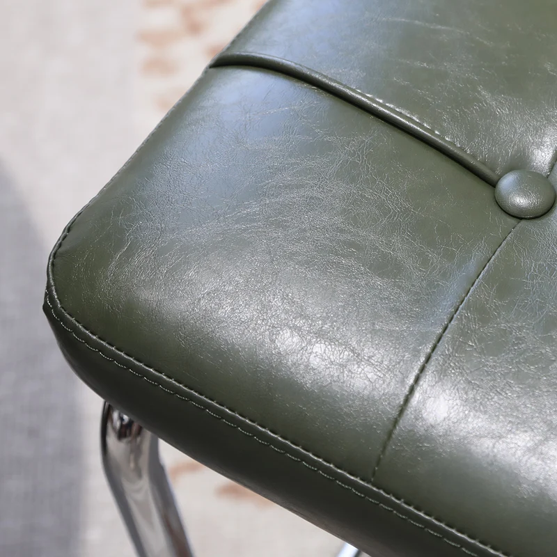 Lot de 2 chaises de salle à manger Breuer en PU vert et dossier en rotin, pieds chromés PLANTLINE