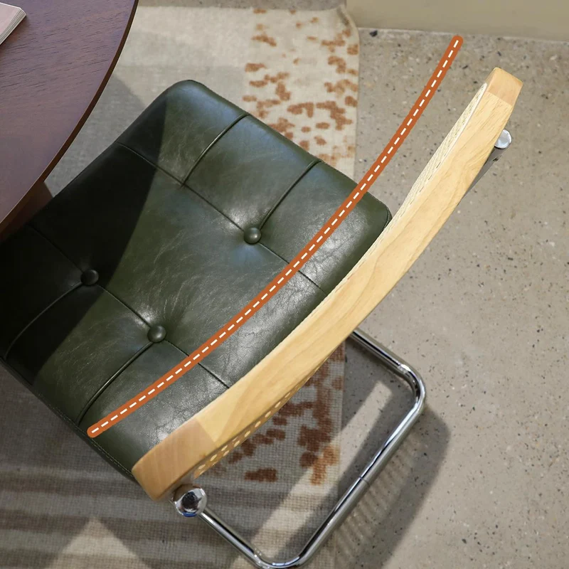 Lot de 2 chaises de salle à manger Breuer en PU vert et dossier en rotin, pieds chromés PLANTLINE