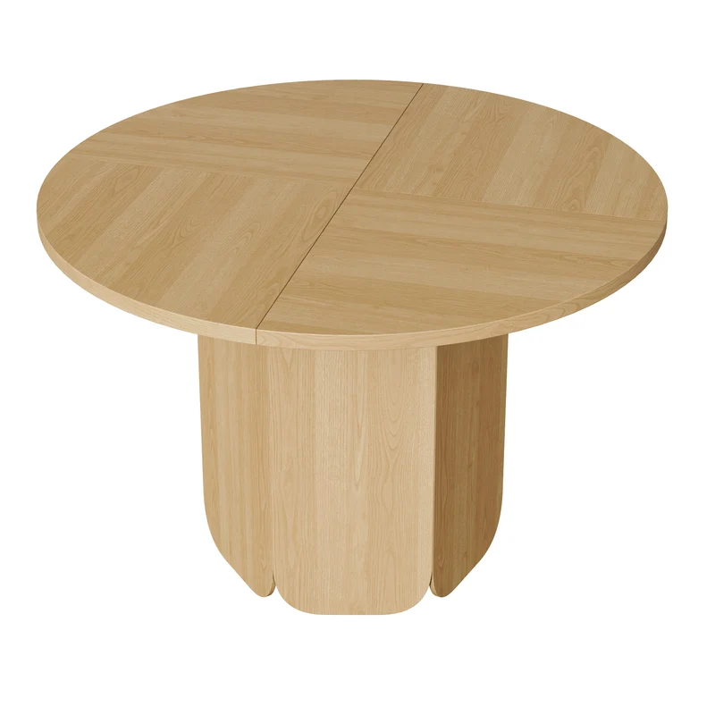Table de salle à manger ronde Ø120cm effet chêne, style scandinave PILLOWRESIN