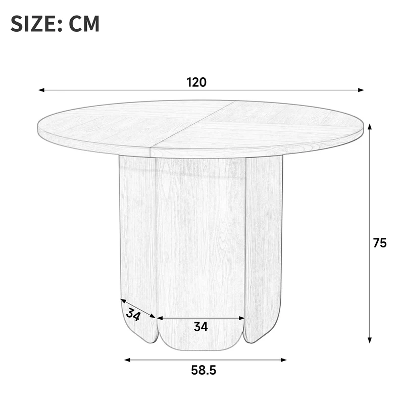 Table de salle à manger ronde Ø120cm effet chêne, style scandinave PILLOWRESIN