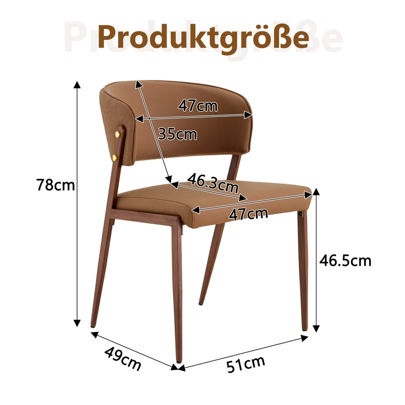 Lot de 2 chaises de salle à manger marron en similicuir incurvé et dossier texturé pieds effet bois PINELAMP