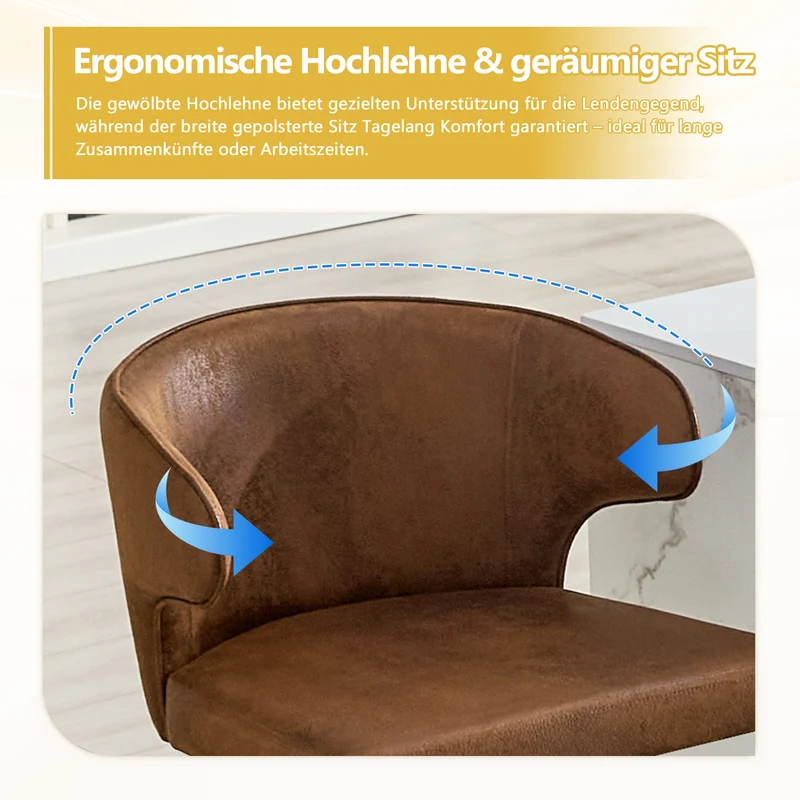 Lot de 2 tabourets de bar marron en similicuir incurvé et repose-pieds PINEPRIME