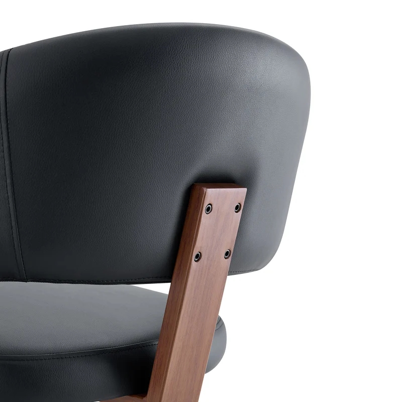 Lot de 2 chaises pivotantes 360° noires en PU avec pieds en métal, confortable PINETABLE