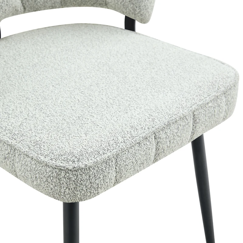Lot de 2 chaises de salle à manger en velours gris clair, dossier floral PLANTPLASTIC